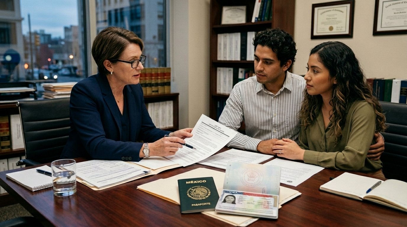 abogado explicando proceso visa k1 prometido estados unidos